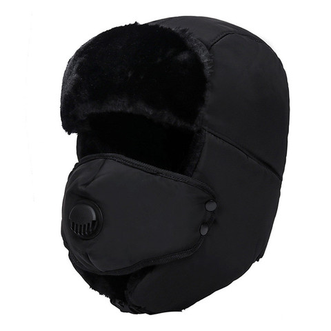 Winter Thick Russian Bomber Hat Earflap Breathable Detachable Mask Hats Women Men Cold Winter Warm Fur Headwear Ski Ushanka Caps ► Photo 1/6