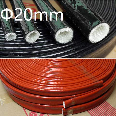 Thickening Fire Proof Tube ID 20mm Silicone Fiberglass Cable Sleeve High Temperature Oil Resistant Insulated Wire Protect Pipe ► Photo 1/6