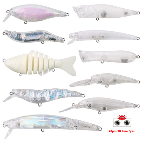 10pcs Unpainted Fishing Lures Kit Blank Hard Crankbait Lures Minnow Lures Baits Set Blank Lure Bodies For DIY Making Lures ► Photo 1/6