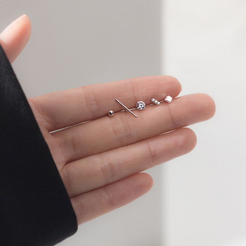 Modian One Set of Five Stud Earring for Women Tiny Geometric Anti-Allergy Sterling Silver 925 Ear Pin Fine Jewelry Accessories ► Photo 1/5