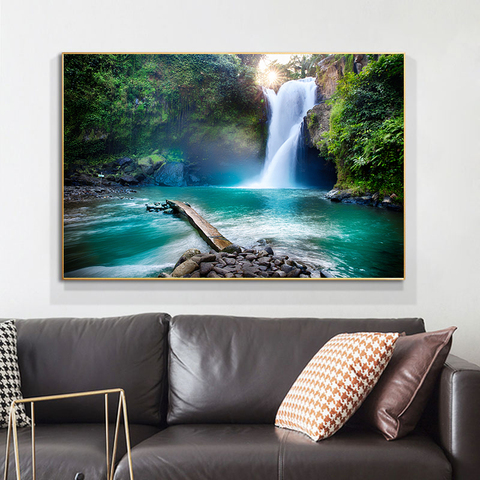 Canvas Painting Posters Landscape Natural Waterfall Wall Art Scenery Pictures Waterfall Modular for Living Room Home Decor ► Photo 1/6