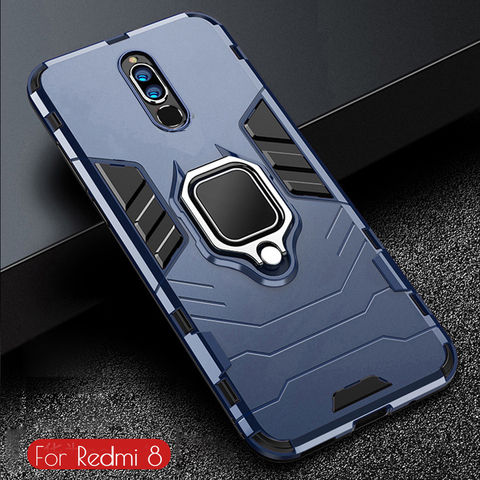 For Xiaomi Redmi 8 A Case Armor PC Cover Metal RIng Holder Phone Case For Redmi 8 8A Cover Shockproof Reinforced Bumper Shell ► Photo 1/6