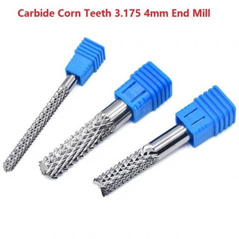 2pcs Solid Carbide Corn Teeth 3.175 4mm End Mill pcb milling router bit CNC Engraving Tools Cutter for circuit boards Wood ► Photo 1/6