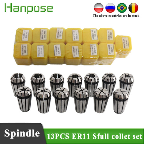 13Pcs ER11 Collet chuck cnc Spindle ER11 Collet lathe tool holder Pinza ER11 Collet set from 1-7MM for CNC milling lather tool ► Photo 1/6