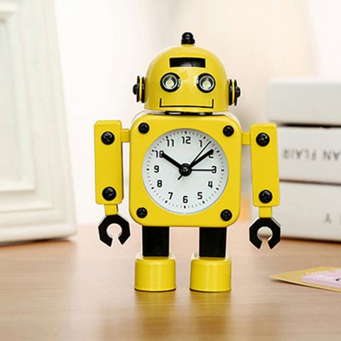 Creative Children Cartoon Robot Alarm Clocks Student Personal Mute Metal Making Table Alarm Clocks Children Christmas Gift ► Photo 1/6