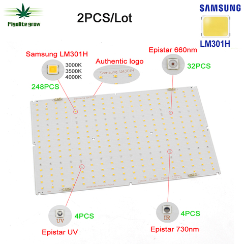 2pcs/Lot,230lm/w, High Lumen Original Samsung LM301H QB288 Quantum Tech V3 Board 3000K 3500K  Mix 660nm UV IR ► Photo 1/6