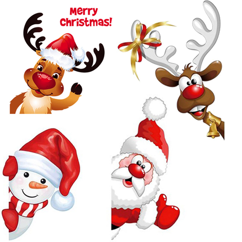 Christmas stickers iron on transfers for clothing thermo heat transfer Christmas Santa Claus patch deer snowman applique stripes ► Photo 1/6