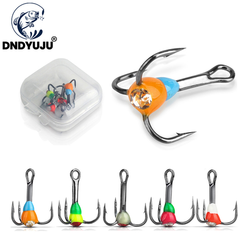 DNDYUJU 5pcs/lot Size 2/10/12/14 Fishing Lure Color Drill Hook Winter Ice Fishing Hook Three Anchor Hook Winter Fishing Hook ► Photo 1/6