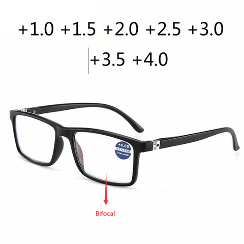 New Square Reading Glasses Bifocal Far Near Anti Blue Light Magnification Eyewear Presbyopic Glasses Diopter +150 +200 +250 +300 ► Photo 1/6