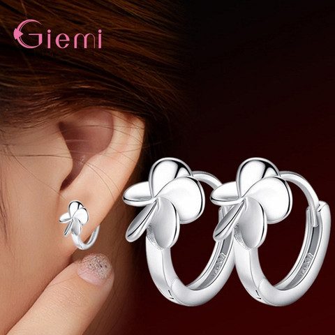 Gift for Girlfriend Daughter Girls Flower 5 Leaf Hoop Earring Sterling Silver 925 Flower Brincos Pendientes Jewellery ► Photo 1/5