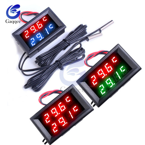 DC 4V-28V Mini Dual Display Digital Temperature Controller Temperature Sensor Thermometer Tester control +Waterproof NTC  Probe ► Photo 1/6