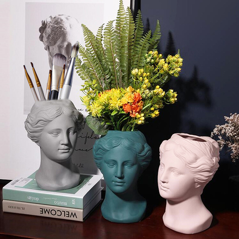 Home Decoration Vase Resin Sculpture Statue Living Room Decoration Flower Pot Makeup Brush Holder Pen Holder Creative Crafts ► Photo 1/6