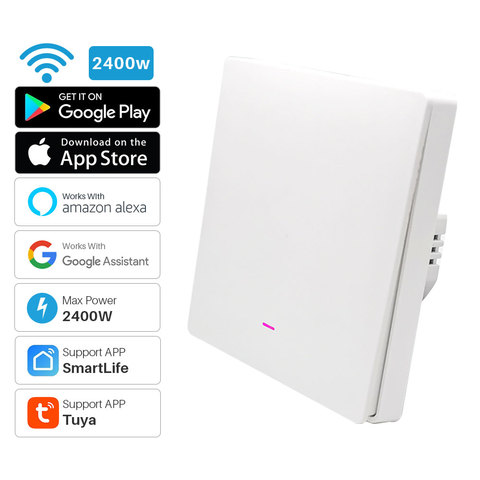 1Gang Tuya Smart Switch WiFi Plush Button Switch AC 100-240V 2400W Smart Home Automation Works With Alexa Google Home ► Photo 1/6