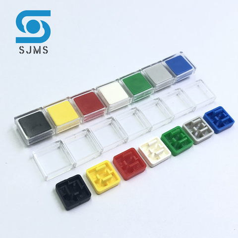 50pcs A14 10x10x5.6mm Long feet Key Caps + Transparent Cover Button Cap Hat Adaptable For 12*12*7.3mm Square Head Touch Switch ► Photo 1/6