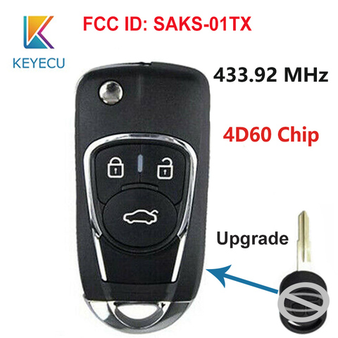 KEYECU Upgraded Flip Remote Key Fob 3B 433.92MHz 4D60 for Chevrolet Optra Lacetti Daewoo Nubira for Holden/Ravon FCC: SAKS-01TX ► Photo 1/1