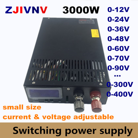 3000W Switching power supply 0-12V 15V 24V 36V 48V 60V 80V 90V 110V 150V 220V 300V 400V AC-DC POWER SUPPLY voltage adjustable ► Photo 1/6