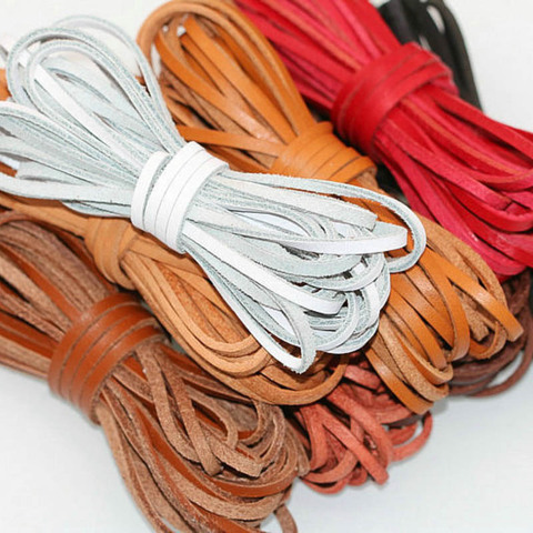 5 meters Black/Brown/Coffee/red 3mmx2mm flat Genuine Leather Jewelry Cord String Lace Rope DIY Necklace Bracelet Finding ► Photo 1/4