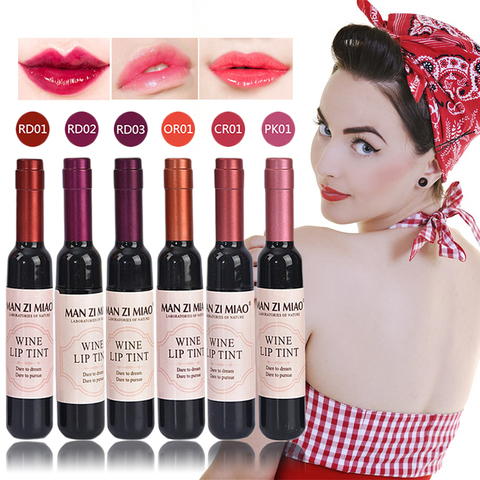 Red Wine Bottle Shape Lip Tint Gloss Pink Sexy Lip Waterproof Women Batom Liquid Lipstick Lipgloss Moisturize Lip Tint Cosmetic ► Photo 1/6