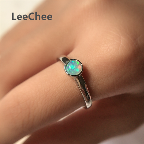 Natural Opal Ring 5MM Genuine Colorful Gemstones Fine Jewelry for Girl Birthday Gift Simple Design Real 925 Sterling Silver ► Photo 1/6