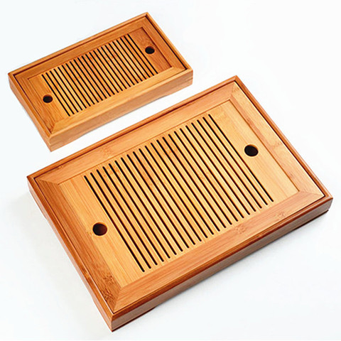 Hot Sale 2 Size Kung Fu Tea Set Natural Wood Bamboo Tea Tray Rectangular Traditional Bamboo Puer Tea Tray Chahai Tea Table ► Photo 1/6