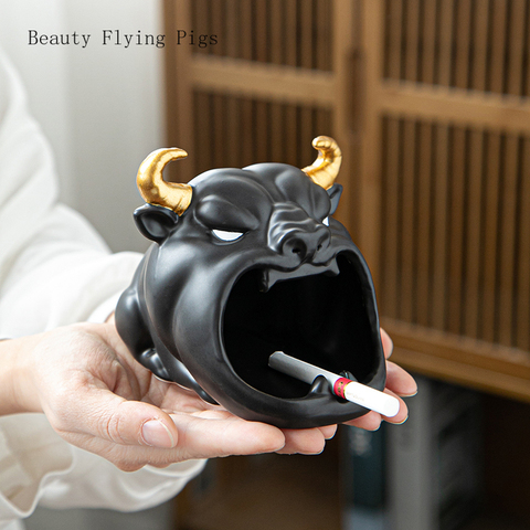 Creativity Animal Ceramic Home Living Room Bedroom Office Ashtray Accessories Portable Hallowe Cigarette Cigar Key Storage ► Photo 1/6