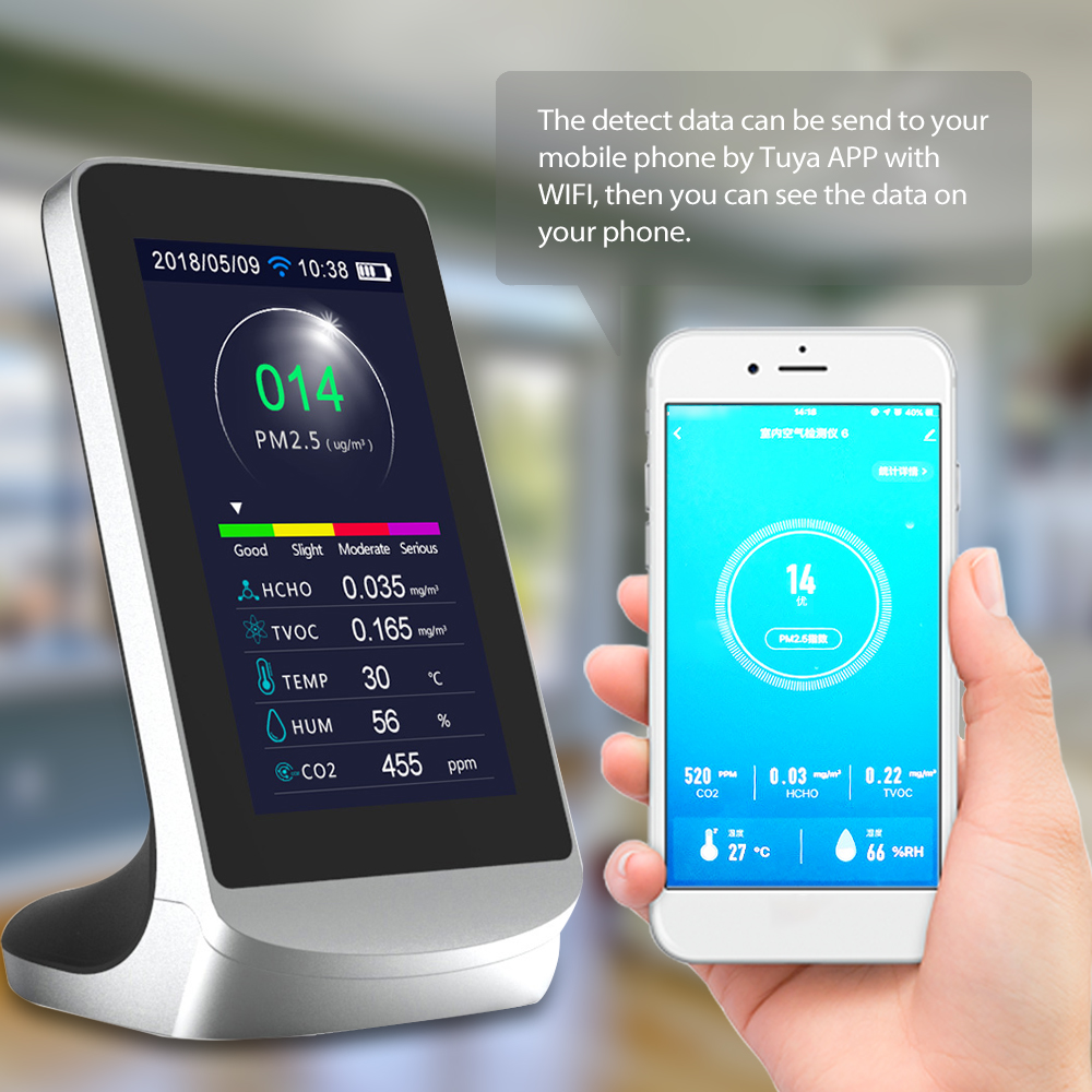 Smart WiFi Dioxide Meter CO2 HCHO Monitor Indoor Air Quality Analysis Detector 