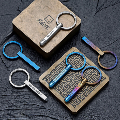 Real Titanium Custom Lettering Anti-lost Car Keychians Break Glass Escape Key Rings Holder for Ultra Light Antivirus Best Gifts ► Photo 1/6