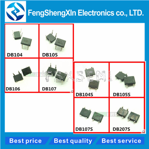 10pcs/lot DB104 DB105 DB106 DB107 DB104S DB105S DB106S DB107S DB207 DB207S DB157 DB157S  Bridge Rectifiers ► Photo 1/1