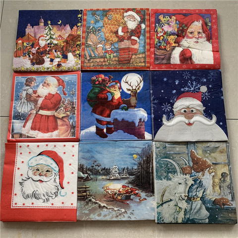 Christmas paper napkins serviettes decoupage  decor wedding party festival cocktail Santa Claus Buck star snow star winter ► Photo 1/6