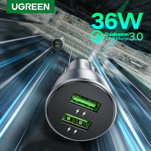 Ugreen Quick Charge 3.0 36W QC Car Charger for Samsung S10 9 Fast Car Charging for Xiaomi iPhone QC3.0 Mobile Phone USB Charger ► Photo 1/6