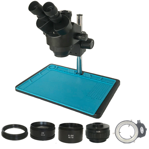 2022 New Arrival 3.5X-90X Trinocular Stereo Zoom simul-focal Microscope 0.5X Objective Lens soldering industrial microscopio ► Photo 1/6