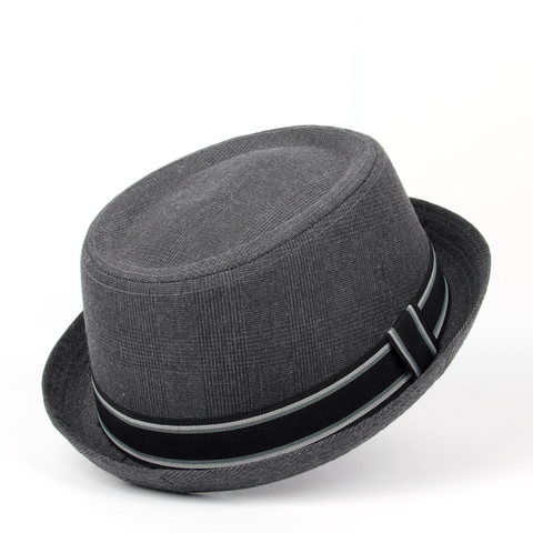 Men Fedora Hat Flat Pork Pie Hat For Gentleman Dad Bowler Porkpie Jazz Hat Big Size S M L XL ► Photo 1/6