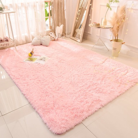 Pink Purple Carpet Dyed Plush Soft Carpet Area Carpet Living Room Bedroom Non-slip Floor Mat Child Bedroom Mat ► Photo 1/6