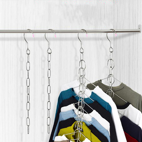 Magic Clothes Hangers Hanging Chain Stainless Steel Cloth Closet Hanger Shirts Tidy Save Space Organizer Hangers For Clothes ► Photo 1/6