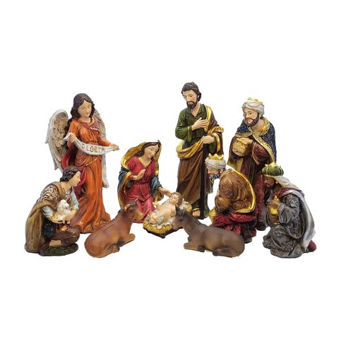 Zayton Statue Nativity Scene Set Baby Jesus Manger Christmas Crib Figurines Miniatures Ornament Church Xmas Gift Home Decoration ► Photo 1/6