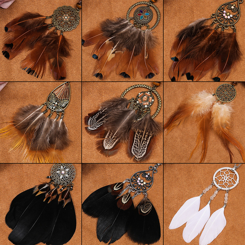 2022 Ethnic Bohemian Long Natural Feather Woman Chains Necklace Black White Brown Initial Necklaces Jewelry Gifts Accessories ► Photo 1/6