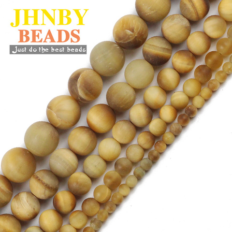 JHNBY Matte Gold Tiger's eye Natural Stone 4/6/8/10/12MM Round Loose beads for Jewelry bracelet necklace making DIY accessories ► Photo 1/6