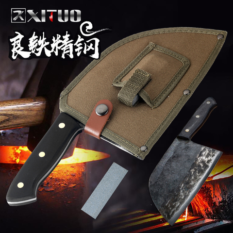 XITUO Chinese Full Tang Handmade Butcher Knife Chef Kitchen Knife High Carbon Clad Steel Cleaver Filleting Slicing Gift Knife ► Photo 1/6