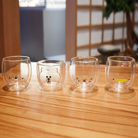 Glass Mugs Double Wall Glass Mug Bear Cat Dog Animal Double-Layer Glass Mug Coffee Cup Christmas Mug Gift Cute Tea Milk Cup ► Photo 1/6