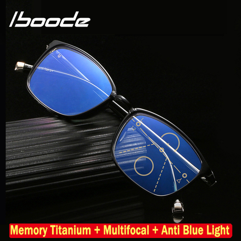 iboode Optical Progressive Multi-Focal Reading Glasses Men Women Presbyopic Ultralight Eyewear Anti Blue Ray TR90 Frame +1.0 4.0 ► Photo 1/6