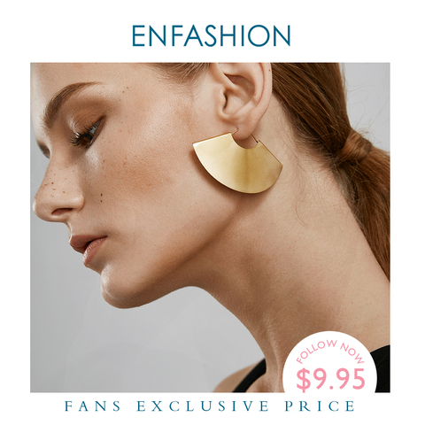 Enfashion Vintage Camber Fan Dangle Earrings Matte Gold color Big Earings Drop Earrings For Women Fashion Jewelry brinco E5425 ► Photo 1/6