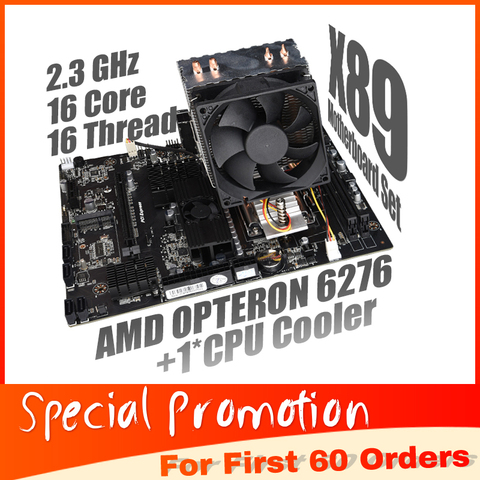 X89 Set Combo For AMD Motherboard G34 Socket with AMD Opteron 6276 CPU+ CPU Fan support  DDR3 Memory SATA2 USB 3.0 ► Photo 1/6