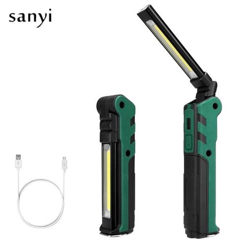 USB Rechargeable Foldable COB Flashlight Torch Portable LED Work Light Strong Magnetic COB Lanterna Hanging Hook Lamp Outdoor ► Photo 1/6