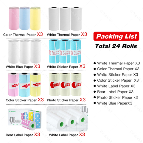 Peripage A6 Paper 58mm Label Sticker Notes Color Photo Printer Paper Labels Peripage A6 Printers Papers roll Color Sticker Paper ► Photo 1/6