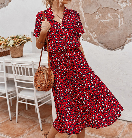 Ladies Bohemian Leopard Print Shirt Dress Women Casual Midi Holiday Summer Dress Female A-line Loose Women Beach Dress Vestidos ► Photo 1/6