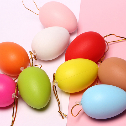 12pcs 6*4cm Plastic Easter Eggs Hanging Ornament Kids Toy DIY Crafts Painting Foam Egg For Easter Party Home Decoration Supplies ► Photo 1/6