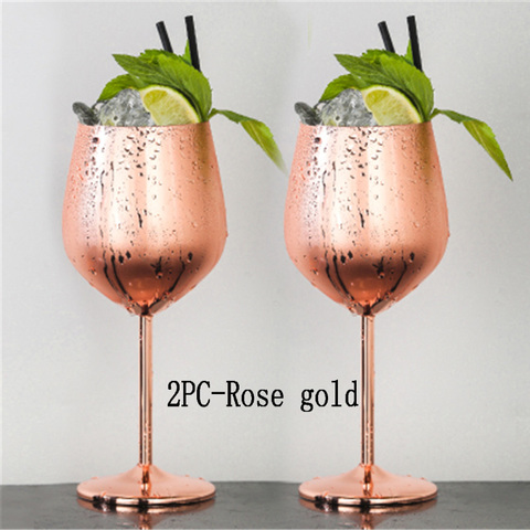 2Pcs Wine Glasses Stainless Steel 18/8 Metal Wineglass Bar Wine Glass Champagne Cocktail Drinking Cup Charms Party Supplies ► Photo 1/6