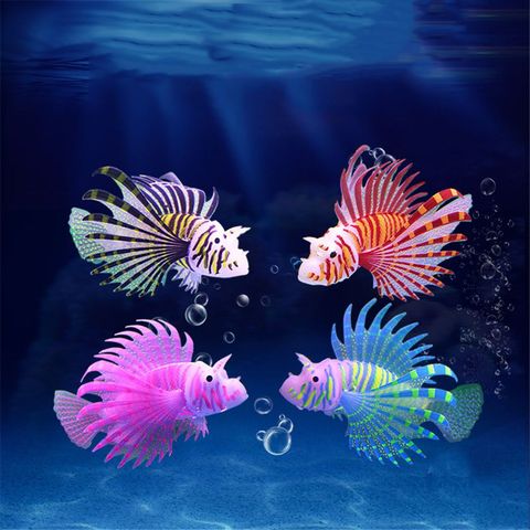Aquarium Artificial Luminous Lionfish Fish Tank Landscape Silicone Fake Fish Floating Glow In Dark Ornament Home Decoration ► Photo 1/6