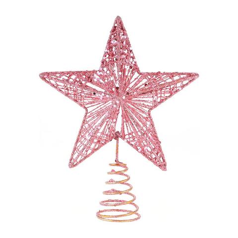 1Pc Exquisite Iron Art Ornament Beautiful Tree Star for Christmas (Pink) ► Photo 1/6