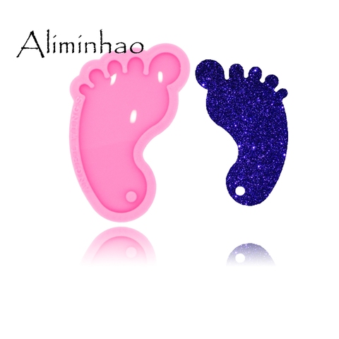 DY0461 Shiny Glossy Foot Shape Necklace Jewelry Epoxy Silicon Mould Crafting Keychain Resin Silicone Mold ► Photo 1/6